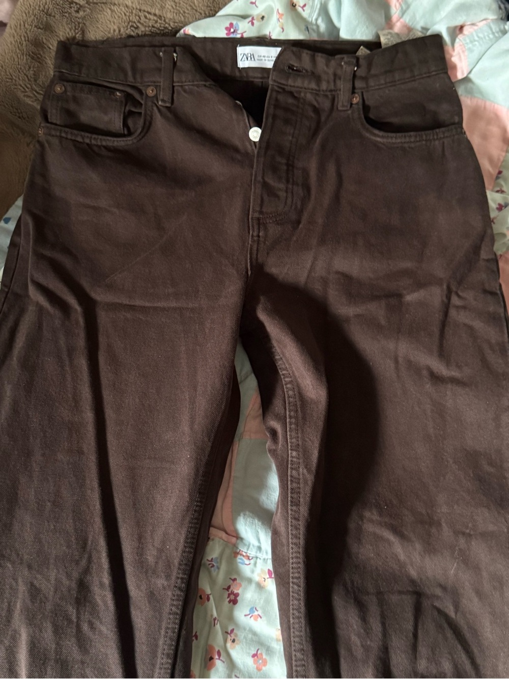 Zara Dark Brown Straight-Leg Jeans